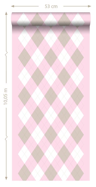 ESTAhome Tapete Karomuster Babyrosa - 53 cm x 10.05 m - 114925
