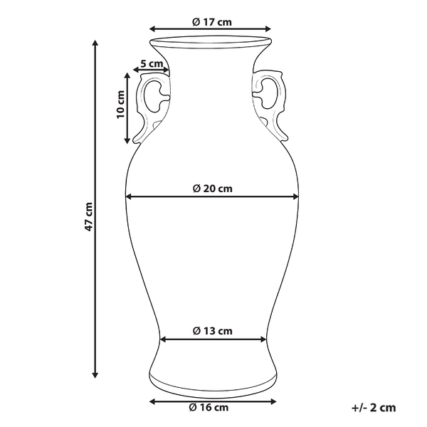 Skizze einer Vase mit Größenangaben