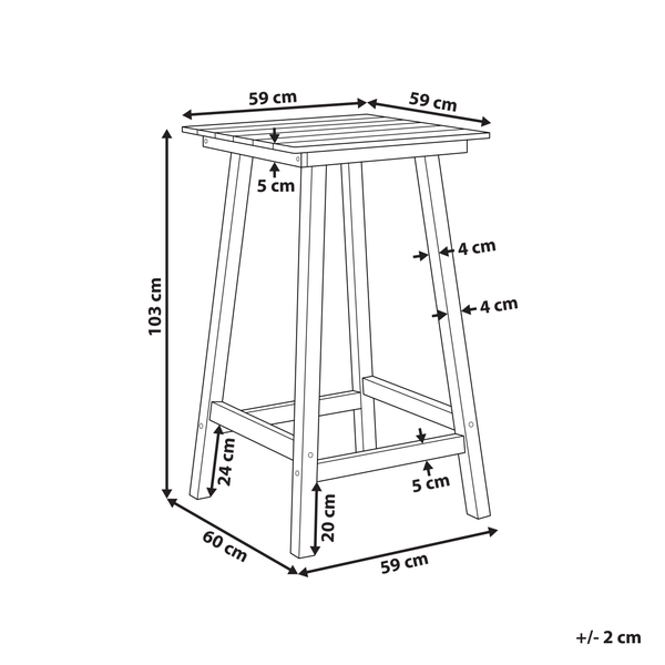 Garten Bartisch ADIRONDACK 60 cm 59 cm Kunststoff Blau