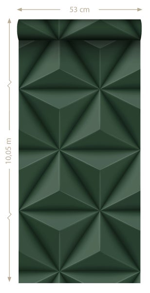 Origin Wallcoverings Tapete 3D-Muster Dunkelgrün - 53 cm x 10.05 m - 347818