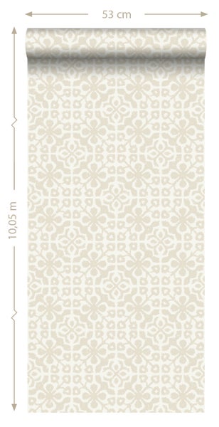 ESTAhome Tapete abgenutzte Fliesen Beige - 53 cm x 10.05 m - 128042