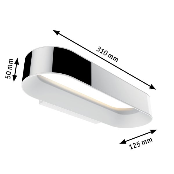 LED Wandleuchte Agena IP44 2700K 1200lm 230V 20W dimmbar Chrom, Weiß matt