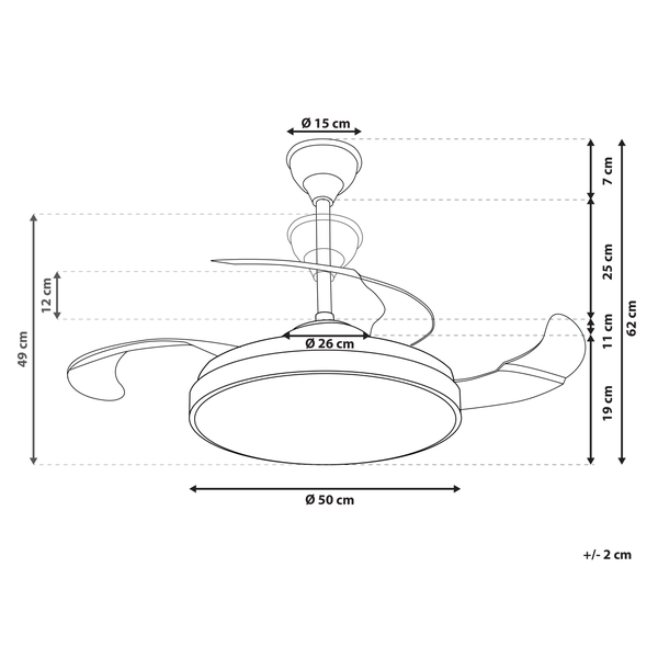 Deckenventilator mit Licht IBAR mit Fernbedienung Transparent