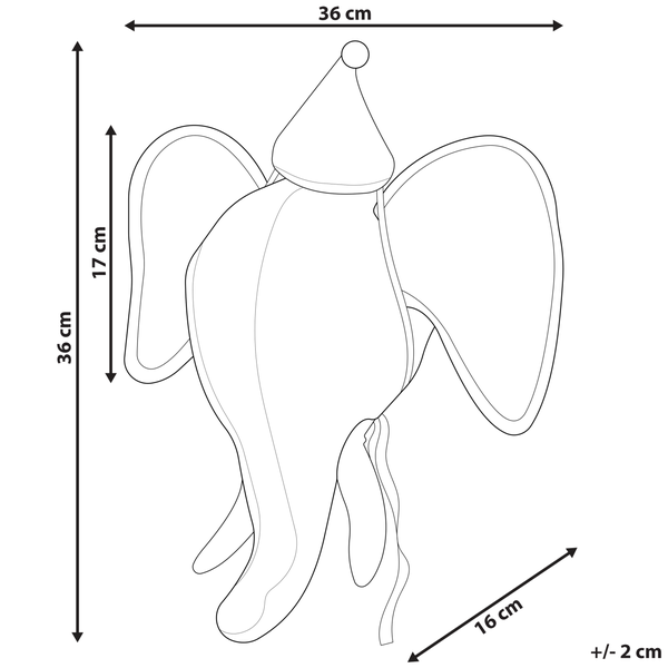 Wanddekoration für Kinder Elefant BADOU Baumwolle 36 cm Grau