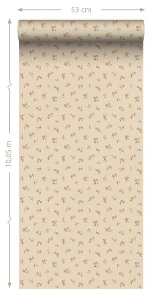 ESTAhome Tapete Blumenmuster Beige - 53 cm x 10.05 m - 139834