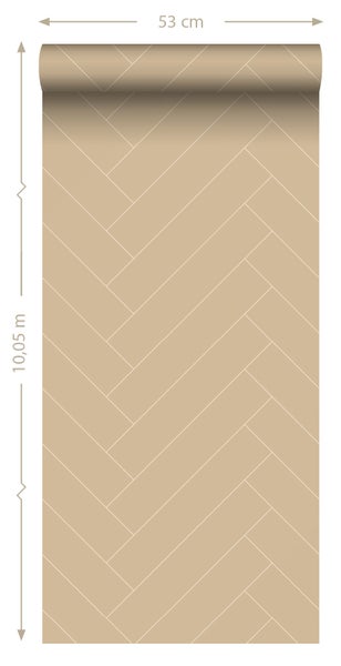 ESTAhome Tapete Fischgrätmuster Beigebraun - 50 x 900 cm - 139781