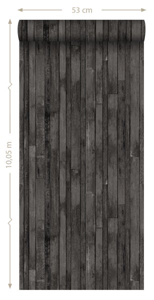 ESTAhome Tapete Holz-Optik Schwarz - 53 cm x 10.05 m - 138815