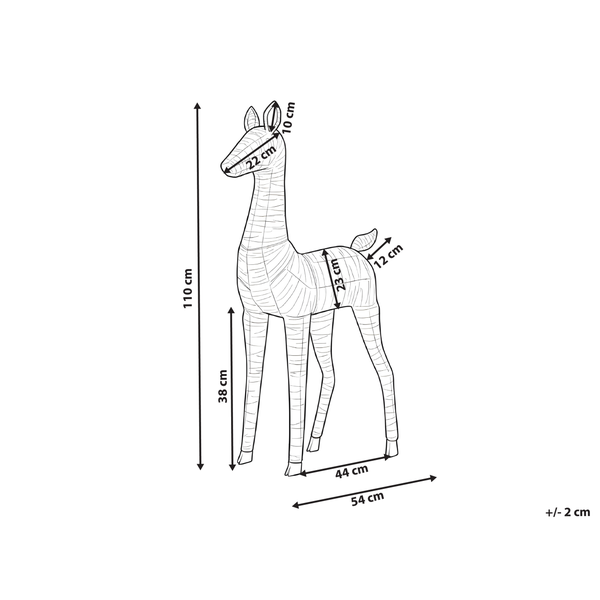 Abmessungen einer stehenden Dekofigur in Form eines Rehs