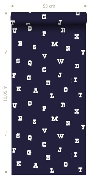 ESTAhome Tapete Alphabet Blau - 53 cm x 10.05 m - 137327