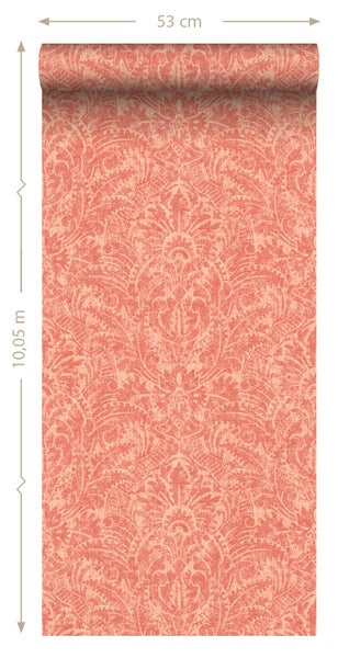 ESTAhome Tapete Ornamente Lachsrosa - 50 x 900 cm - 131617