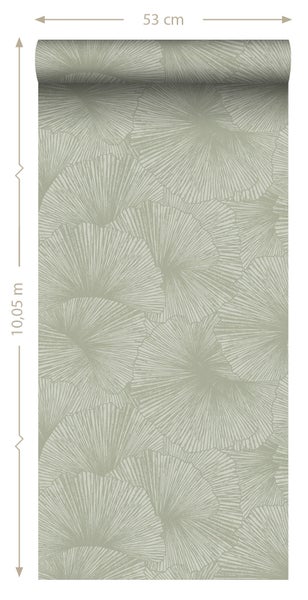 Origin Wallcoverings Tapete 3D Muster Blätter Graugrün - 53 cm x 10.05 m - 348008