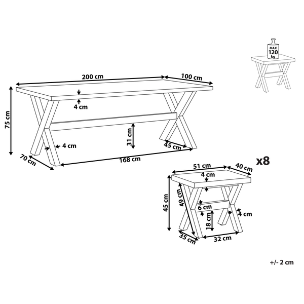 Gartenmöbel Set mit Hockern 8-Sitzer OLBIA Beton Weiß