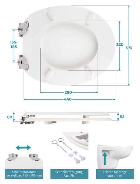 Calmwaters® WC Sitz Hund Schlauer Hund, Absenkautomatik, Fast-Fix-Befestigung aus Metall, universale O-Form, stabiler Holzkern Toilettendeckel, Komfort Toilettensitz lustig - 26LP2830