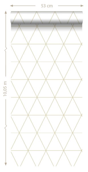 Origin Wallcoverings Tapete grafische Dreiecke Weiß und Gold - 53 cm x 10.05 m - 347682