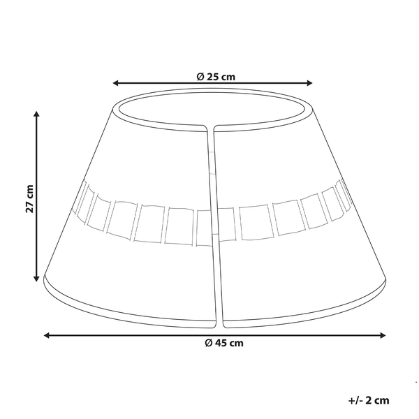 Technische Zeichnung eines Lampenschirms mit den Maßen 27 cm Höhe und 25 cm bis 45 cm Durchmesser.