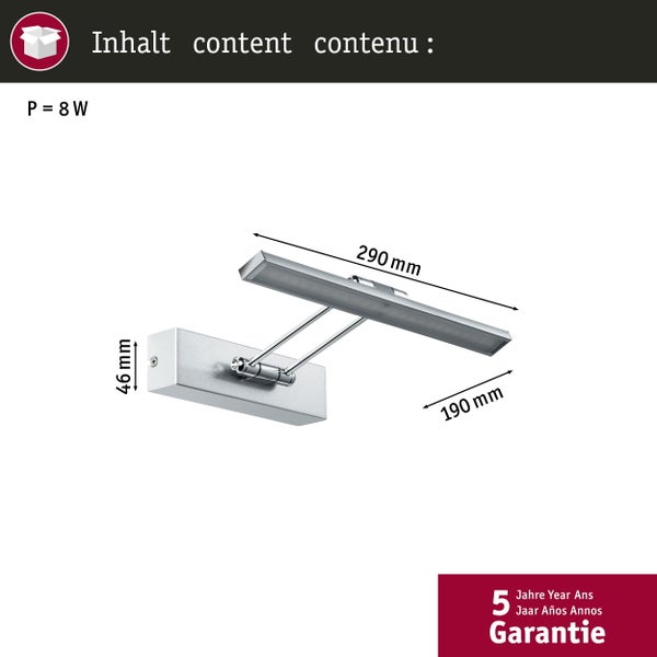 Galeria LED Bilderleuchte Beam 2700K 450lm 230V 5W Nickel gebürstet, Chrom