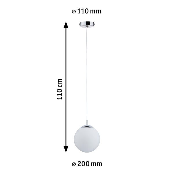 Pendelleuchte Globe IP44 E27 max. 20W Satin, Chrom dimmbar
