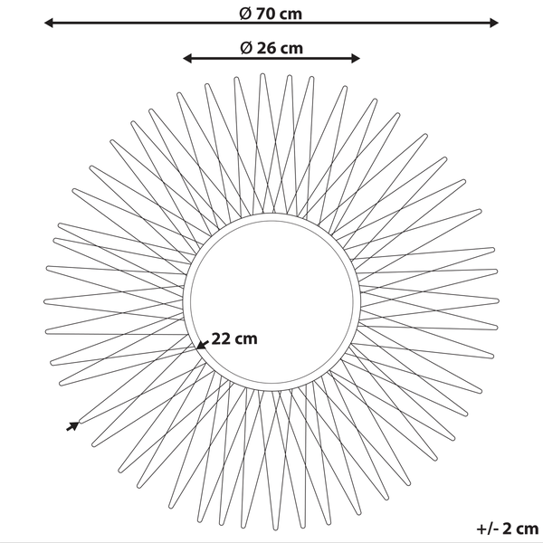 Wandspiegel SAUMUR 70 cm 70 cm Metall Gold