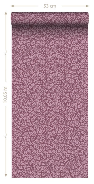 ESTAhome Tapete Blumen Dunkelviolett - 50 x 900 cm - 131673