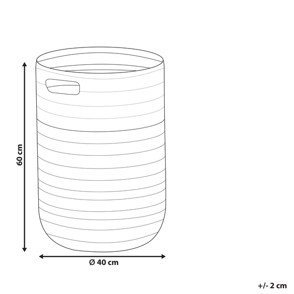 Technische Zeichnung eines Wäschekorbs mit Griffen, Höhe 60 cm, Durchmesser 40 cm