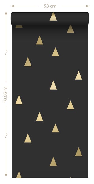 ESTAhome Tapete grafische Dreiecke Schwarz und Gold - 53 cm x 10.05 m - 139123