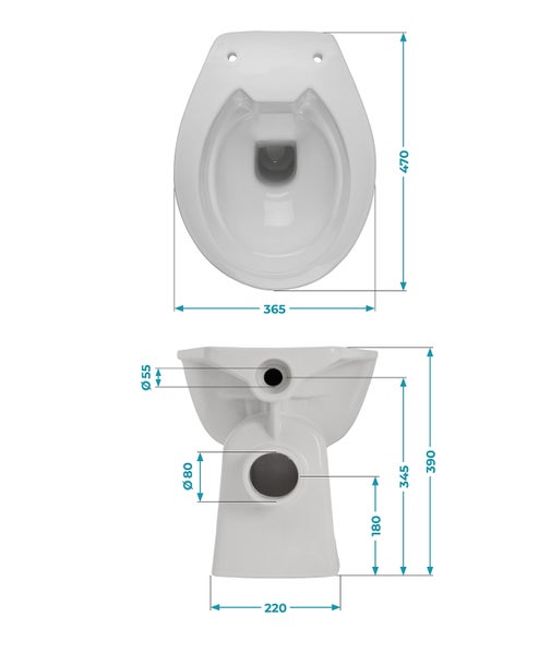 Calmwaters Stand WC spülrandlos in Manhattan-Grau, Tiefspüler Abgang waagerecht, hygienische Toilette ohne Spülrand, bodenstehendes WC aus Sanitärkeramik in Grau, 39 cm Höhe, 07AB6144