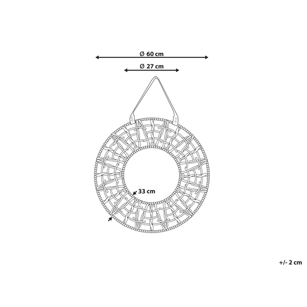 Technische Zeichnung eines runden Untersetzers mit den Maßen 60 cm Durchmesser außen und 27 cm Durchmesser innen