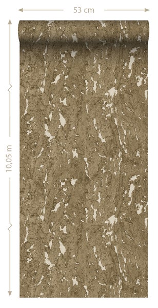 ESTAhome Tapete Kork Braun und Crême-Weiß - 50 x 900 cm - 139336