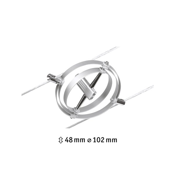 Seilsystem Strahler aus Metall, Durchmesser 102 Millimeter, Höhe 48 Millimeter, schwenkbar.