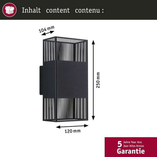 LED Wandleuchte Tharin IP44 3000K 120x104mm 2x3,7W Schwarz