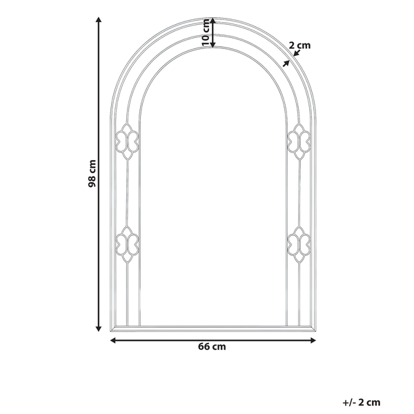 Skizze eines Bogenfensters mit Maßangaben.