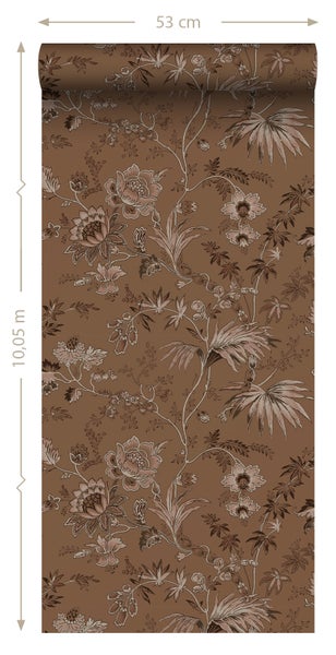 ESTAhome Tapete Blumenmuster Terrakottabraun - 50 x 900 cm - 139403