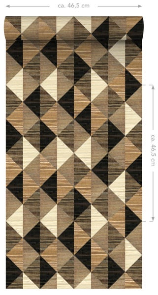 ESTAhome XXL-Vliestapete grafisches Muster Schwarz, Braun und Beige - 50 x 900 cm - 158920