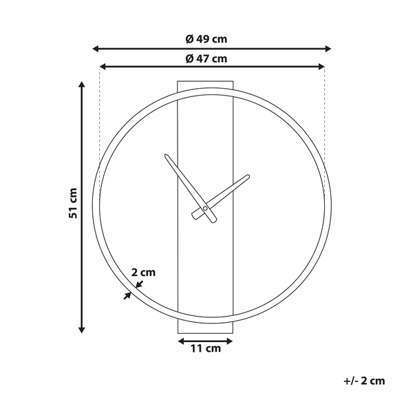 Wanduhr CASITAS 47 cm Tannenholz Gold