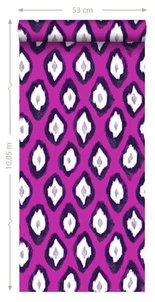 Origin Wallcoverings Tapete Ikat-Motiv Rosa - 53 cm x 10.05 m - 346918