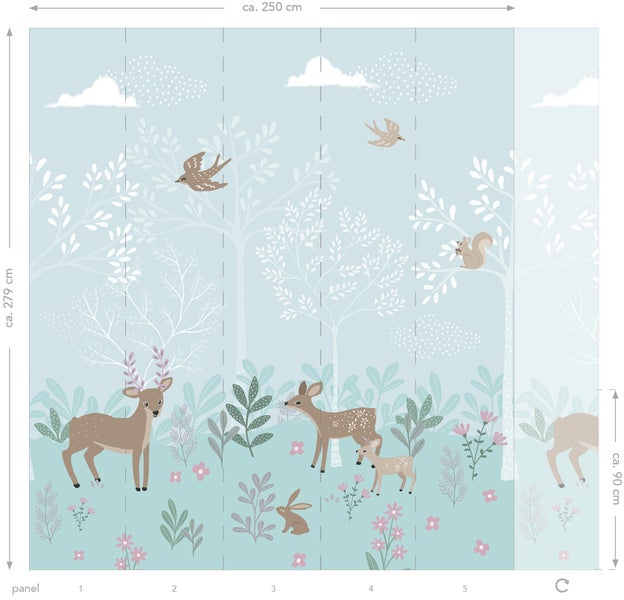 ESTAhome Fototapete Hirsche Blau - 250 x 279 cm - 159262