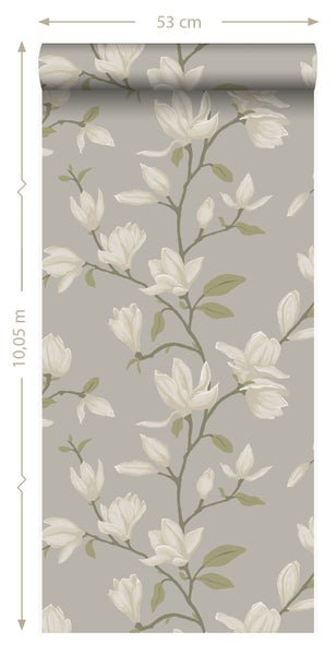 Origin Wallcoverings Tapete Magnolie Grün - 53 cm x 10.05 m - 347046