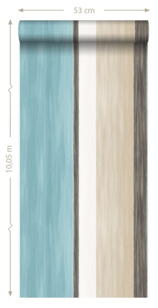 Origin Wallcoverings Tapete Streifen Türkis und Beige - 53 cm x 10.05 m - 346929