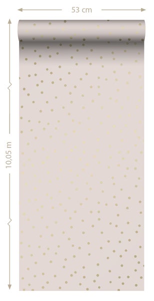 ESTAhome Tapete Punkte Altrosa und Gold - 53 cm x 10.05 m - 139274
