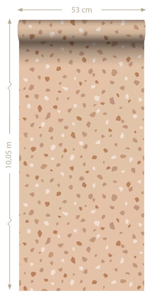 ESTAhome Tapete Terrazzo-Motiv Beige und Terrakotta - 50 x 900 cm - 139825