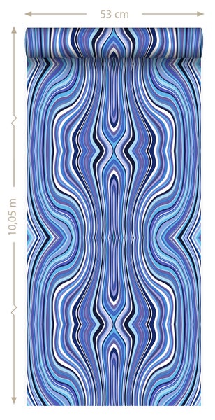 Origin Wallcoverings Tapete grafische Linien Blau und Türkis - 53 cm x 10.05 m - 347228