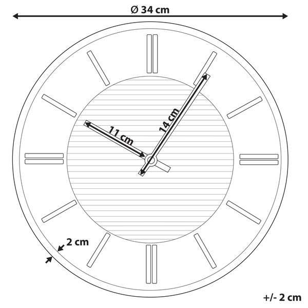 Wanduhr DAROCA 34 cm Schwarz