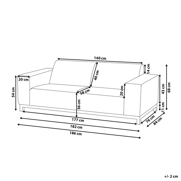 Gartensofa 3-Sitzer ROVIGO Hellgrau