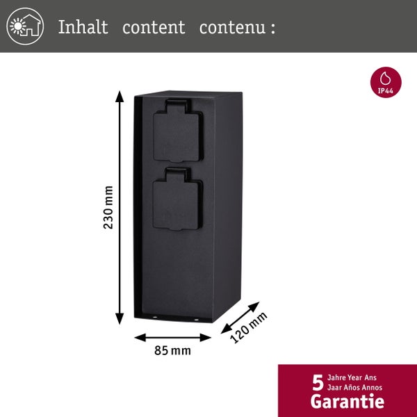 Steckdosensäule Rio Dämmerungsschalter IP44 Anthrazit