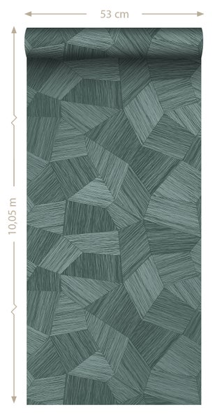 Origin Wallcoverings Tapete 3D-Muster Petrolgrün - 53 cm x 10.05 m - 347823