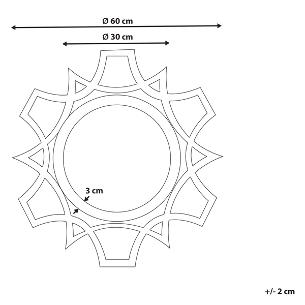Technische Zeichnung eines Dekorationselements mit Durchmessern von 30 Zentimetern und 60 Zentimetern