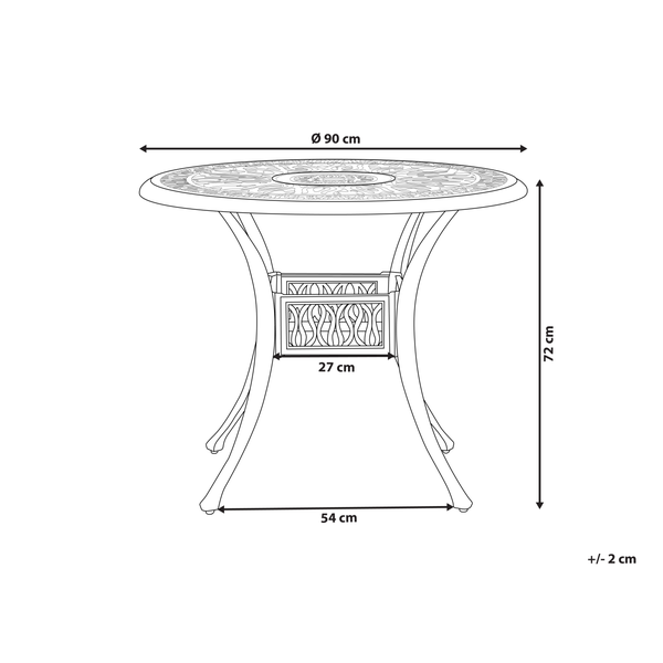 Gartentisch für 4 Personen ANCONA 90 cm 90 cm Metall Dunkelbraun