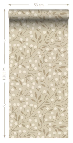 ESTAhome Tapete Blumenmuster Beige - 50 x 900 cm - 139591