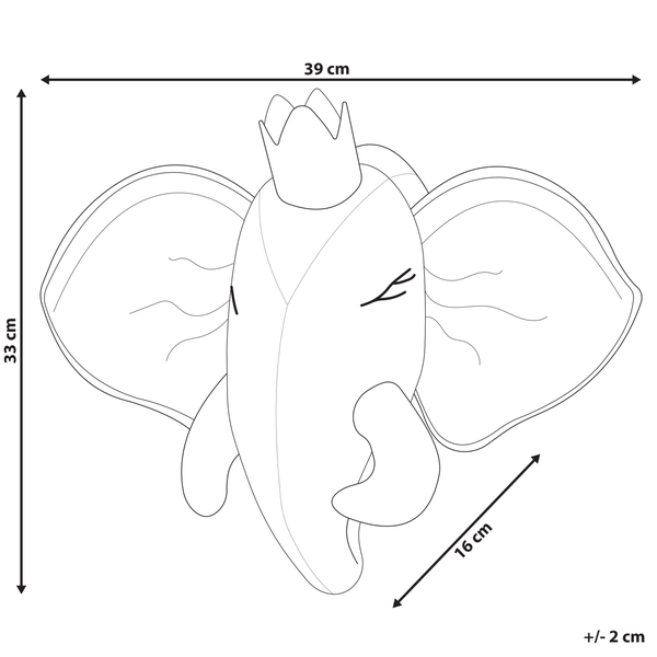 Wanddekoration für Kinder Elefant TANTOR Baumwolle 33 cm Grau