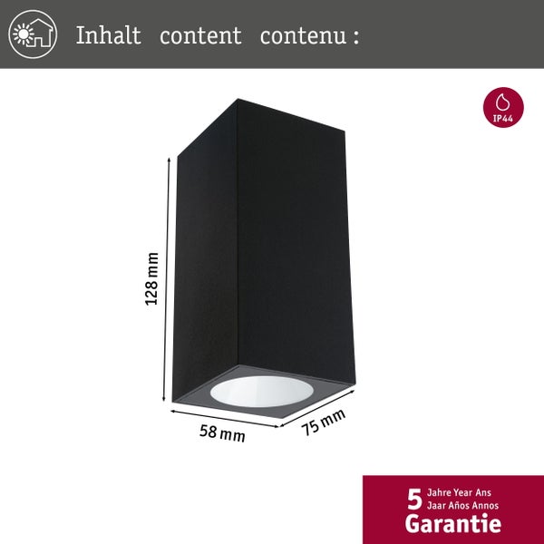 LED Wandleuchte Flame IP44 eckig 58x75mm 3000K 2x3,5W 2x260lm 230V 75° Anthrazit Aluminium